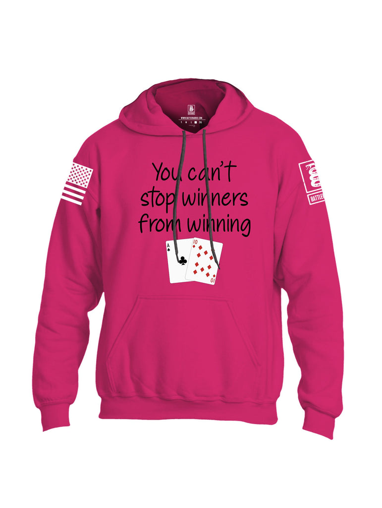 Battleraddle You Can'T Stop Winners From Winning White Sleeves Uni Cotton Blended Hoodie With Pockets
