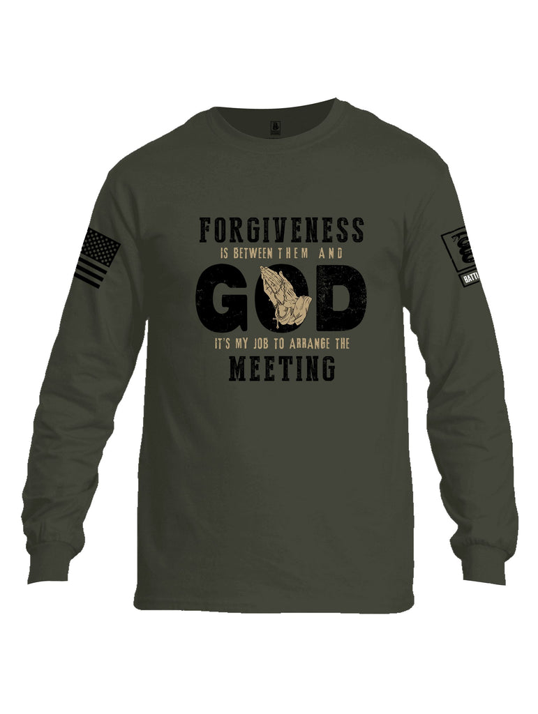 Battleraddle Forgiveness Is Between Them  Black Sleeves Men Cotton Crew Neck Long Sleeve T Shirt