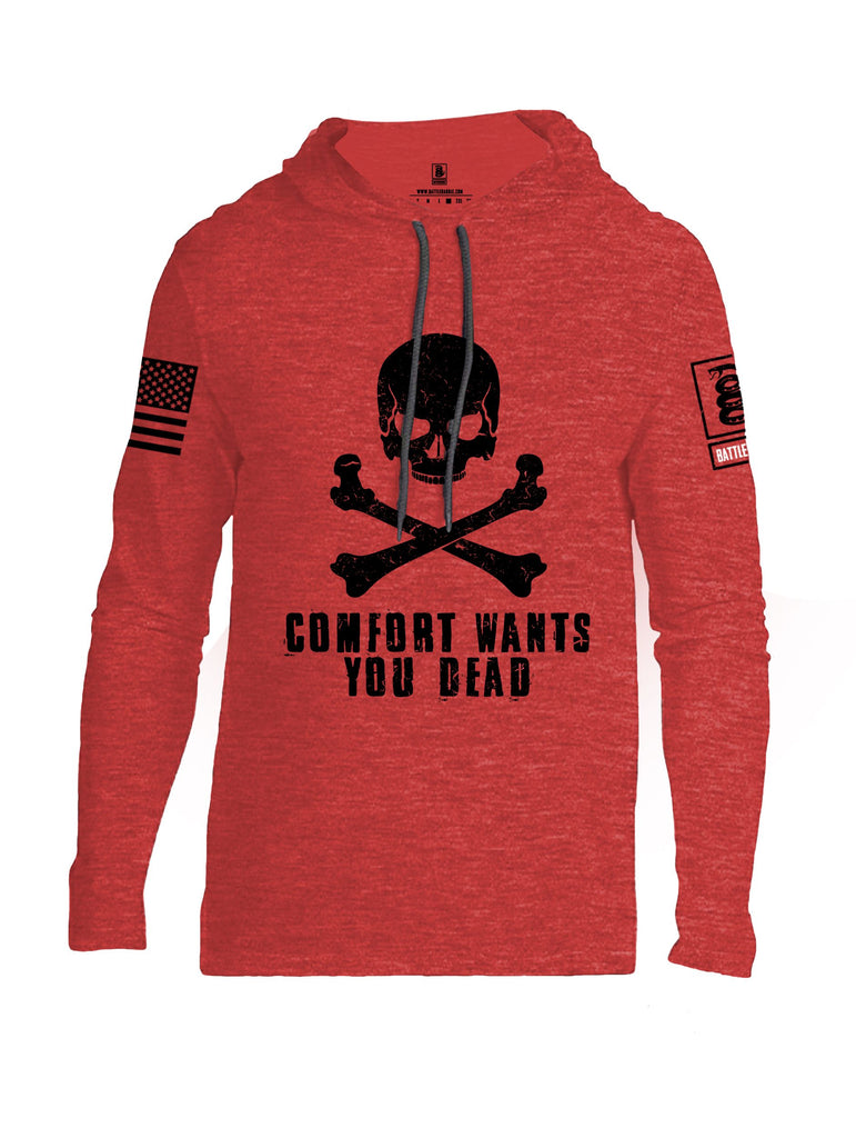 Battleraddle Comfort Wants You Dead Black Sleeves Men Cotton Thin Cotton Lightweight Hoodie