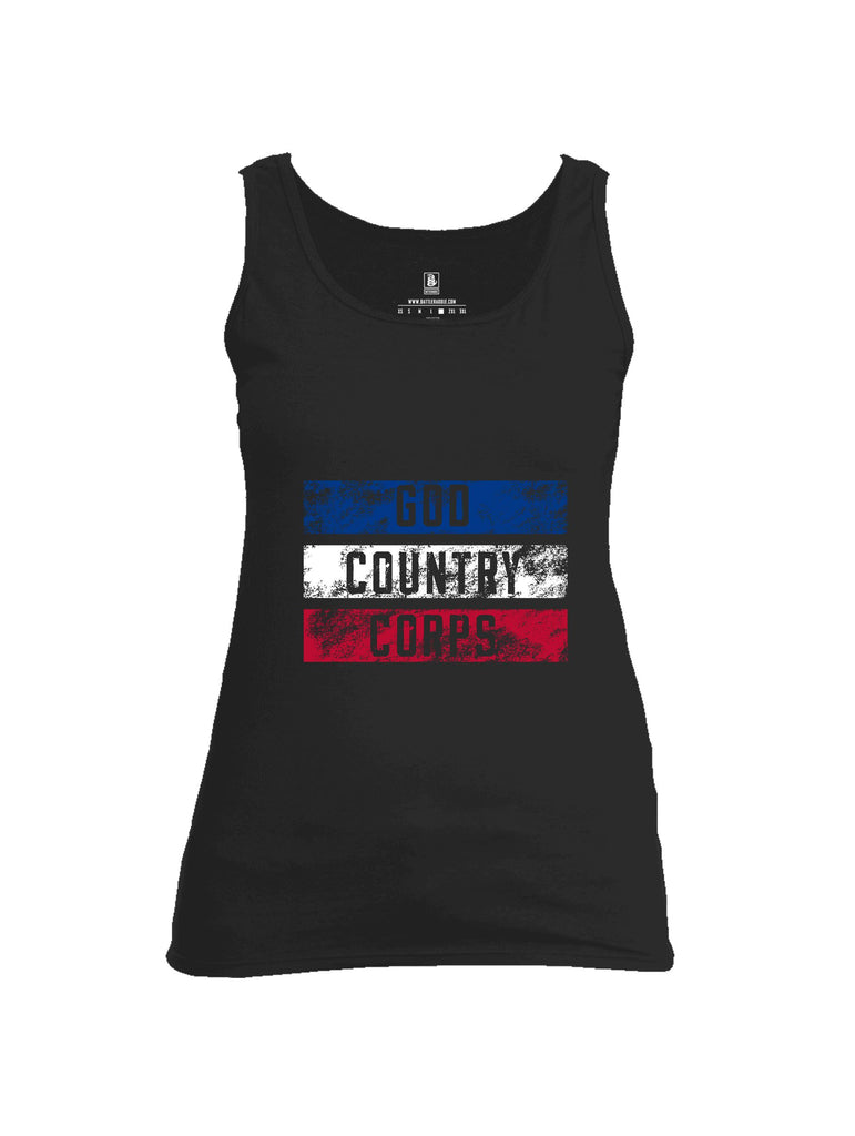 Battleraddle God Country Corps  White Sleeves Women Cotton Cotton Tank Top