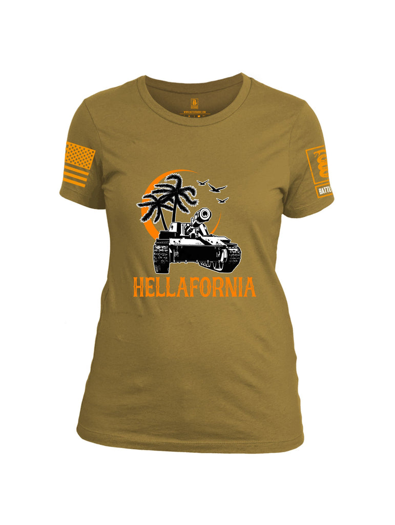 Battleraddle Hellafornia Orange Sleeves Women Cotton Crew Neck T-Shirt