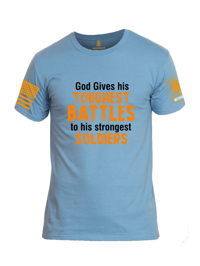 Battleraddle God Gives His Toughest Battles  Orange Sleeves Men Cotton Crew Neck T-Shirt