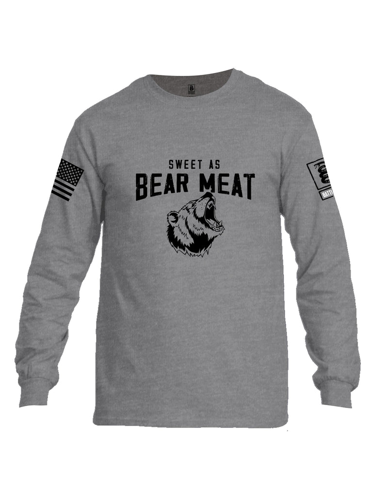 Battleraddle Sweet As Bear Meat Black Sleeves Men Cotton Crew Neck Long Sleeve T Shirt