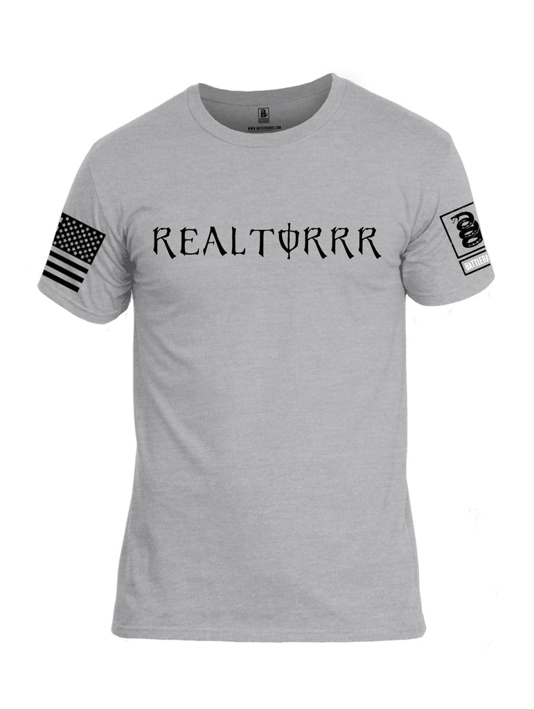 Battleraddle Realtorrr Black Sleeves Men Cotton Crew Neck T-Shirt