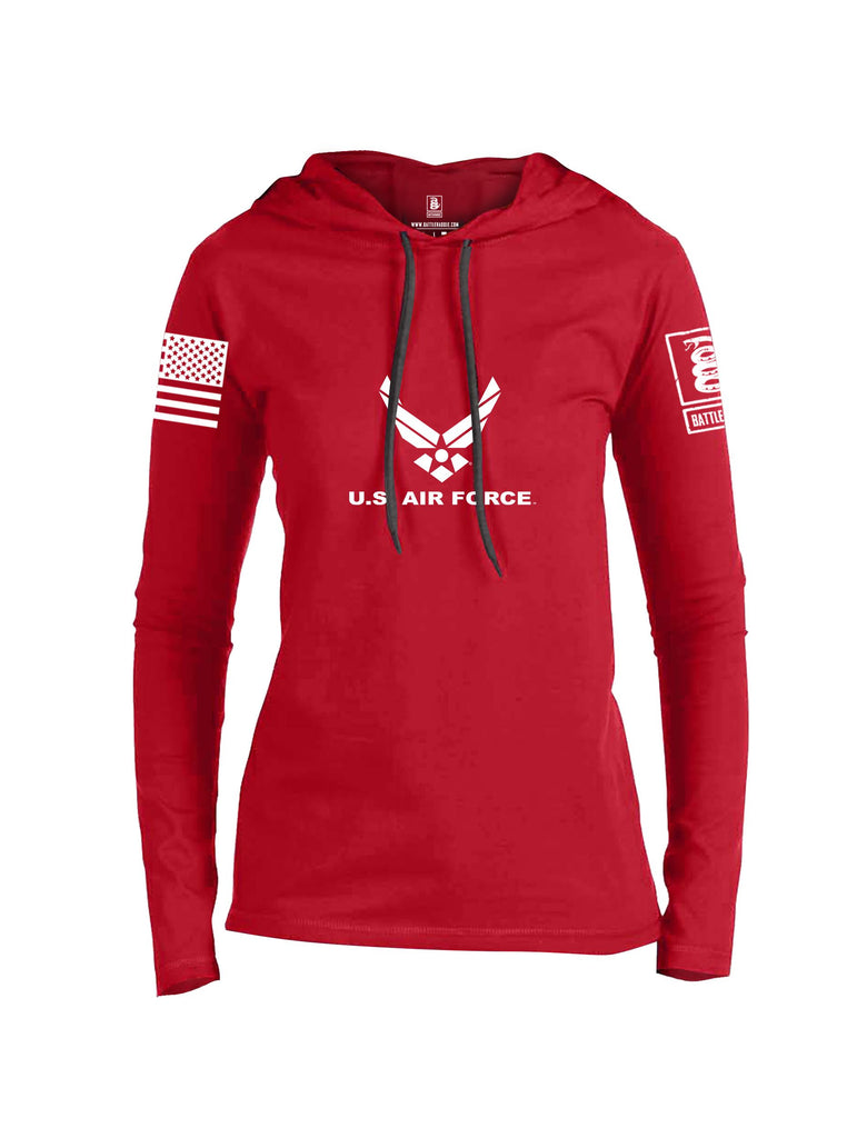 Battleraddle Us Air Force White Sleeves Women Cotton Thin Cotton Lightweight Hoodie