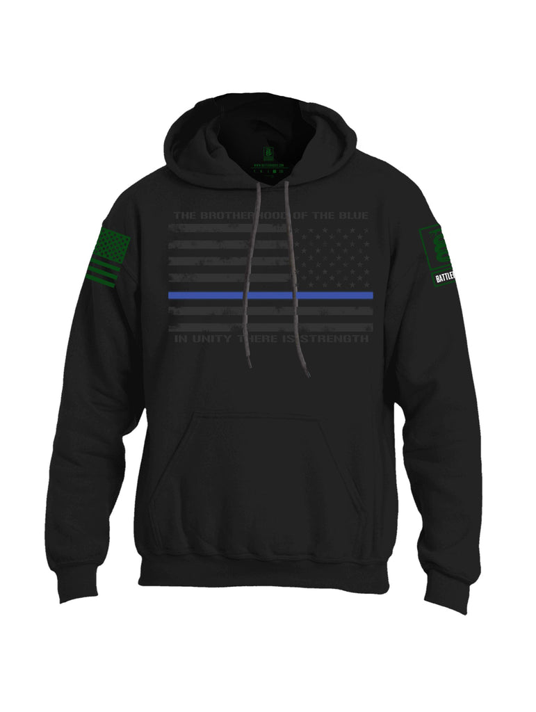 Battleraddle The Brotherhood Of The Blue White  Dark Green Sleeves Uni Cotton Blended Hoodie With Pockets