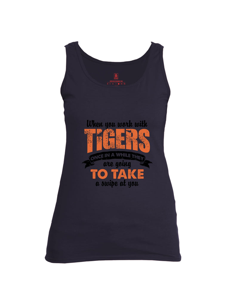 Battleraddle When You Work With Tigers Red Sleeves Women Cotton Cotton Tank Top