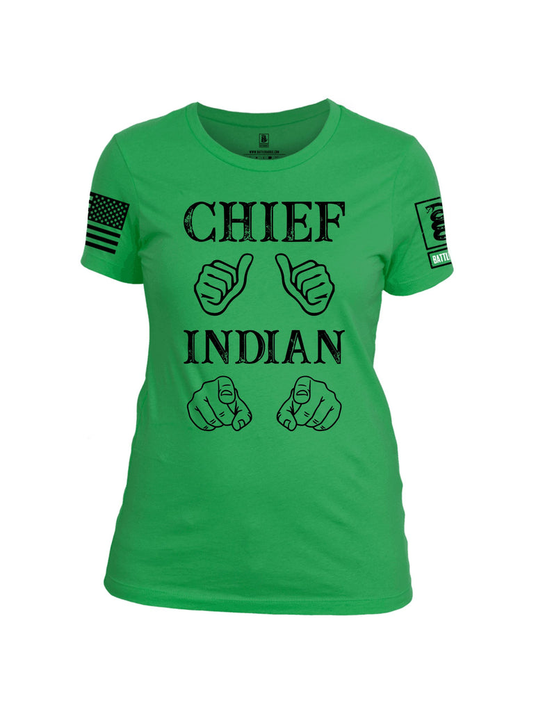 Battleraddle Chief Indian  Black Sleeves Women Cotton Crew Neck T-Shirt