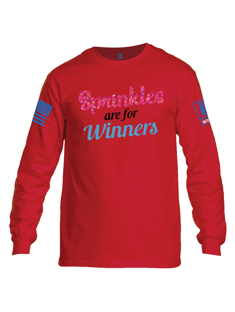 Battleraddle Sprinkles Are For Winners  Mid Blue Sleeves Men Cotton Crew Neck Long Sleeve T Shirt