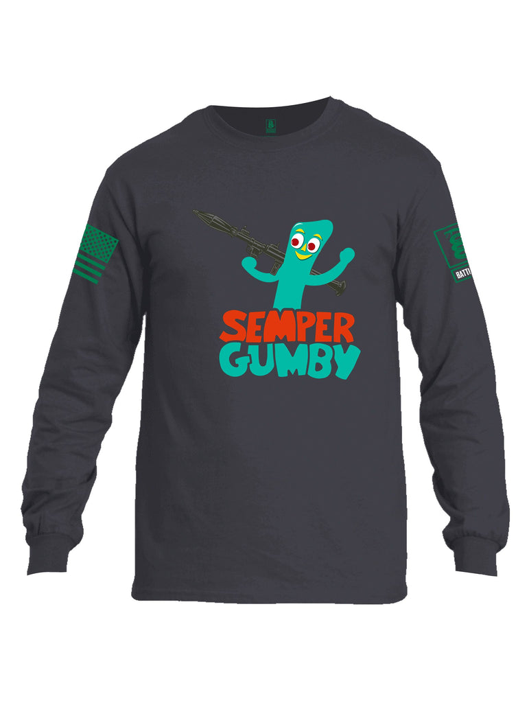 Battleraddle Semper Gumby Pearl Green Sleeves Men Cotton Crew Neck Long Sleeve T Shirt