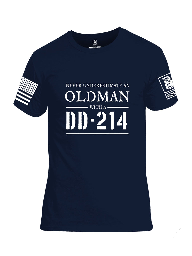 Battleraddle Never Underestimate An Old Man And A Dd214 White Sleeves Men Cotton Crew Neck T-Shirt