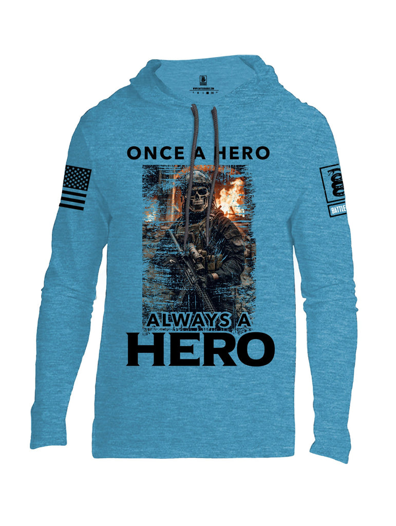 Battleraddle Once A Hero Always A Hero Black Sleeves Men Cotton Thin Cotton Lightweight Hoodie