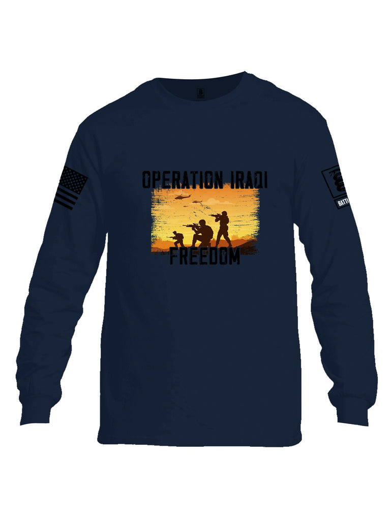 Battleraddle Operation Iraqi Freedom Soldiers Black Sleeves Men Cotton Crew Neck Long Sleeve T Shirt