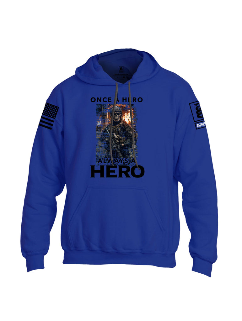 Battleraddle Once A Hero Always A Hero Black Sleeves Uni Cotton Blended Hoodie With Pockets