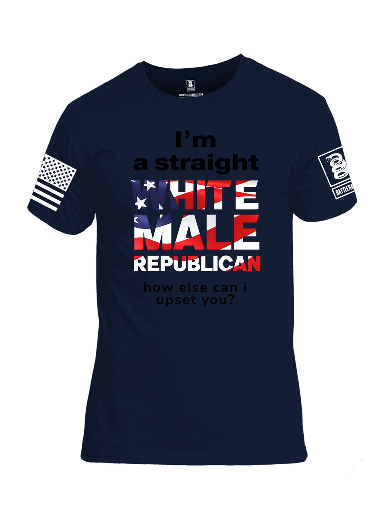Battleraddle I'M A Straight White Male Republican White Sleeves Men Cotton Crew Neck T-Shirt