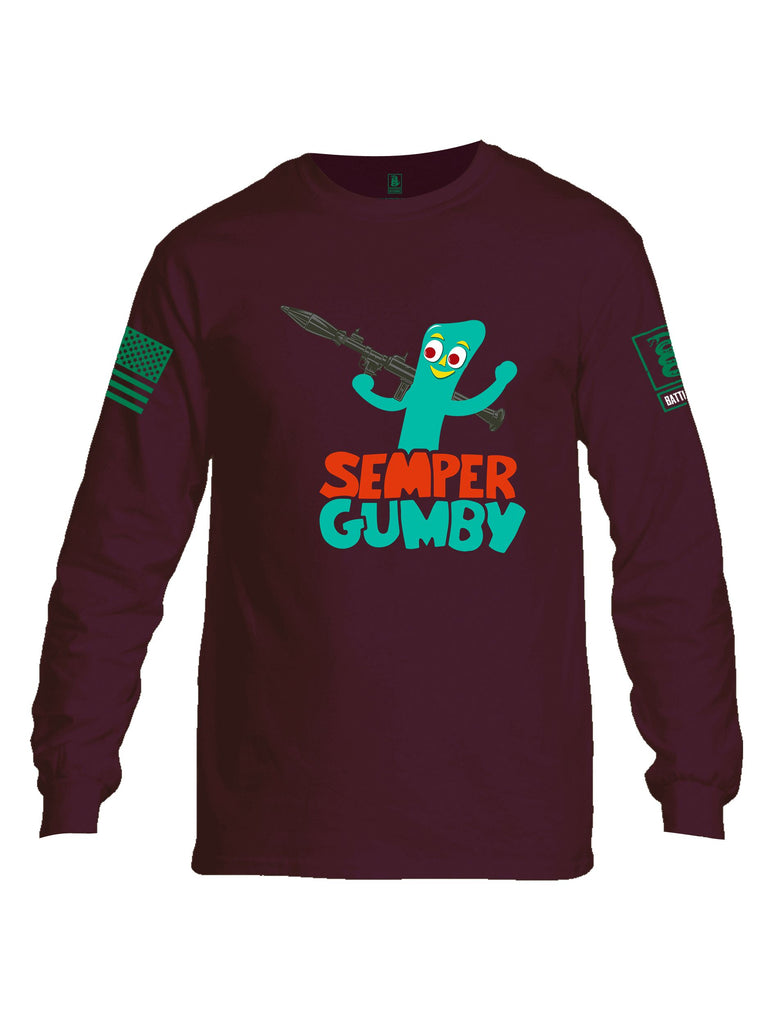 Battleraddle Semper Gumby Pearl Green Sleeves Men Cotton Crew Neck Long Sleeve T Shirt