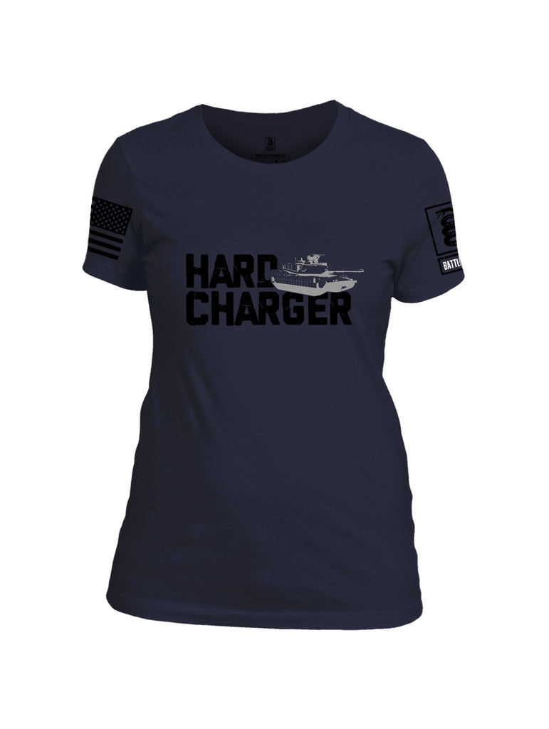 Battleraddle Hard Charger Black Sleeves Women Cotton Crew Neck T-Shirt