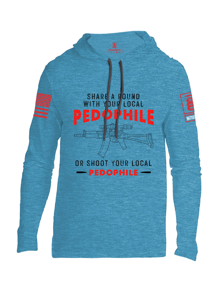 Battleraddle Share A Round With Your Local Pedophile  Red Sleeves Men Cotton Thin Cotton Lightweight Hoodie