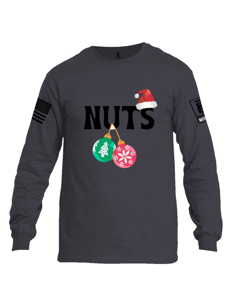 Battleraddle Nuts Christmas Black Sleeves Men Cotton Crew Neck Long Sleeve T Shirt