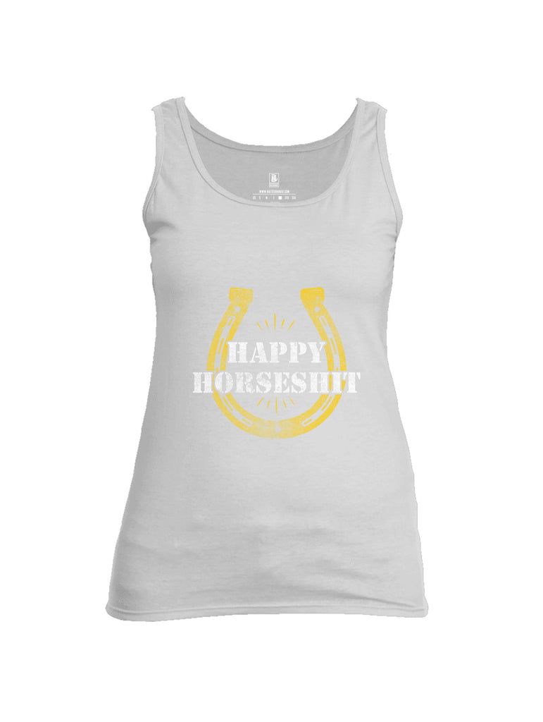 Battleraddle Happy Horseshit White Sleeves Women Cotton Cotton Tank Top