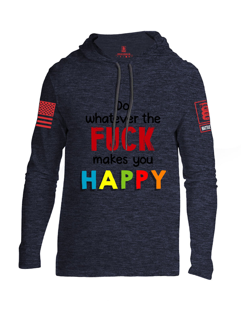 Battleraddle Do Whatever The Fuck Makes You Happy Red Sleeves Men Cotton Thin Cotton Lightweight Hoodie