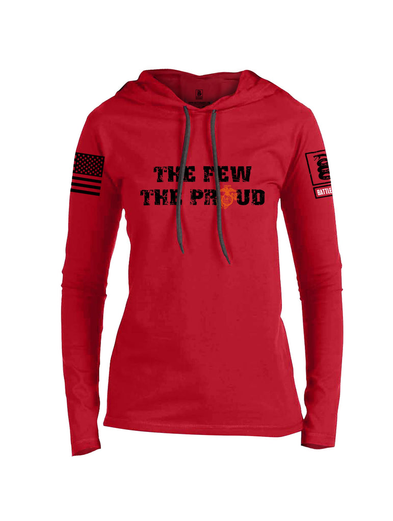 Battleraddle The Few The Proud  Black Sleeves Women Cotton Thin Cotton Lightweight Hoodie