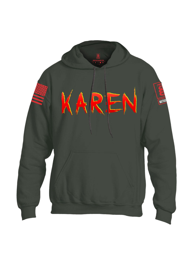 Battleraddle Karen  Red Sleeves Uni Cotton Blended Hoodie With Pockets