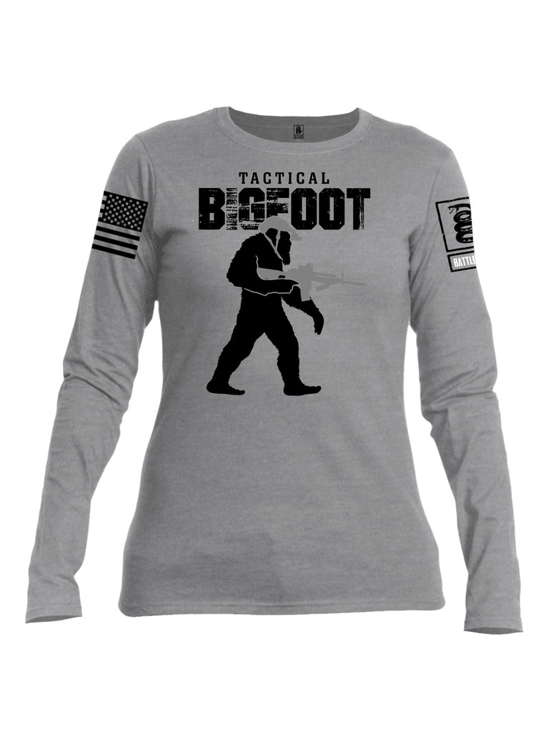 Battleraddle Tactical Bigfoot Black Sleeves Women Cotton Crew Neck Long Sleeve T Shirt