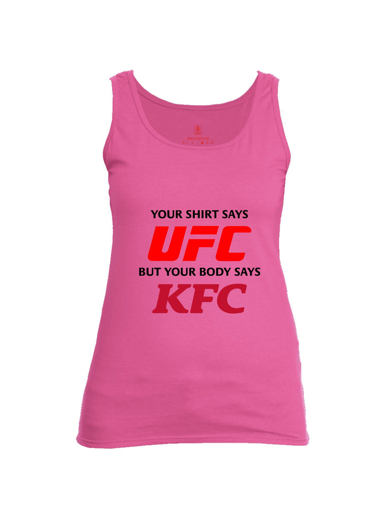 Battleraddle Your Shirt Says Ufc Red Sleeves Women Cotton Cotton Tank Top