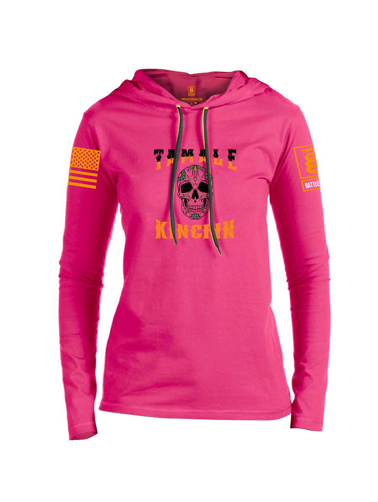 Battleraddle Tamale Kingpin Orange Sleeves Women Cotton Thin Cotton Lightweight Hoodie