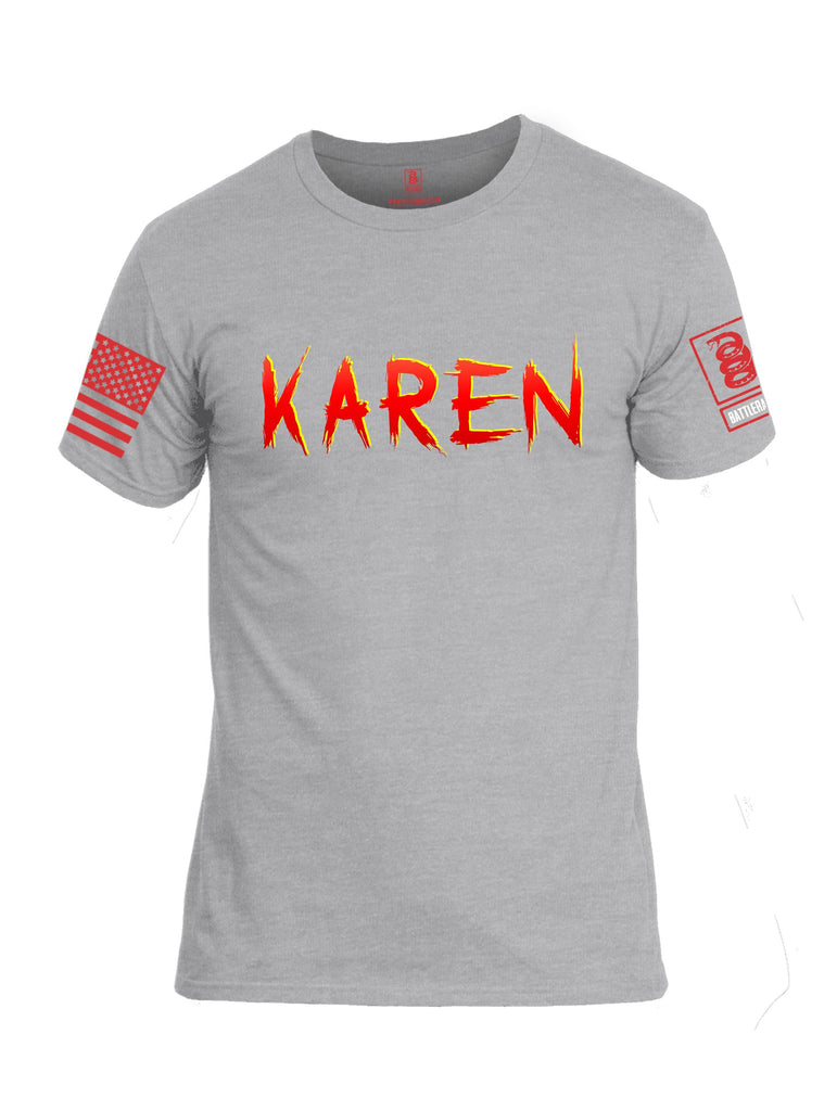 Battleraddle Karen  Red Sleeves Men Cotton Crew Neck T-Shirt