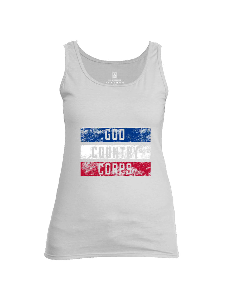 Battleraddle God Country Corps  White Sleeves Women Cotton Cotton Tank Top