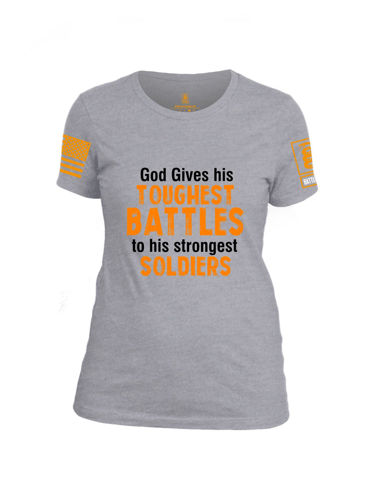 Battleraddle God Gives His Toughest Battles  Orange Sleeves Women Cotton Crew Neck T-Shirt