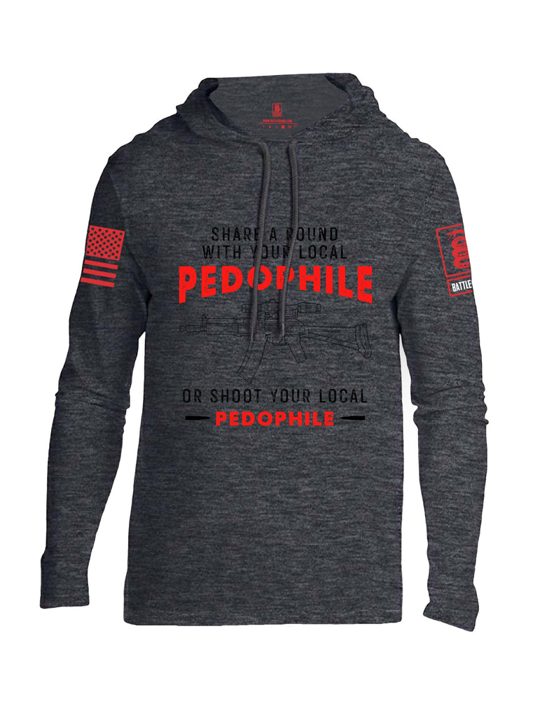 Battleraddle Share A Round With Your Local Pedophile  Red Sleeves Men Cotton Thin Cotton Lightweight Hoodie