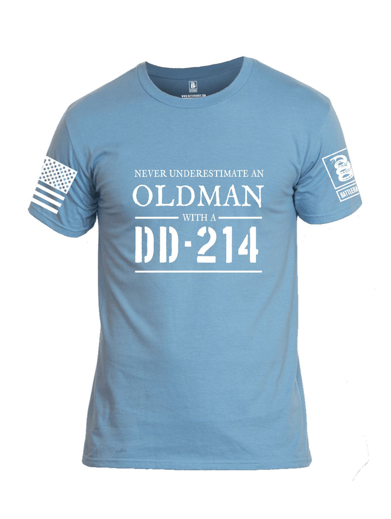 Battleraddle Never Underestimate An Old Man And A Dd214 White Sleeves Men Cotton Crew Neck T-Shirt