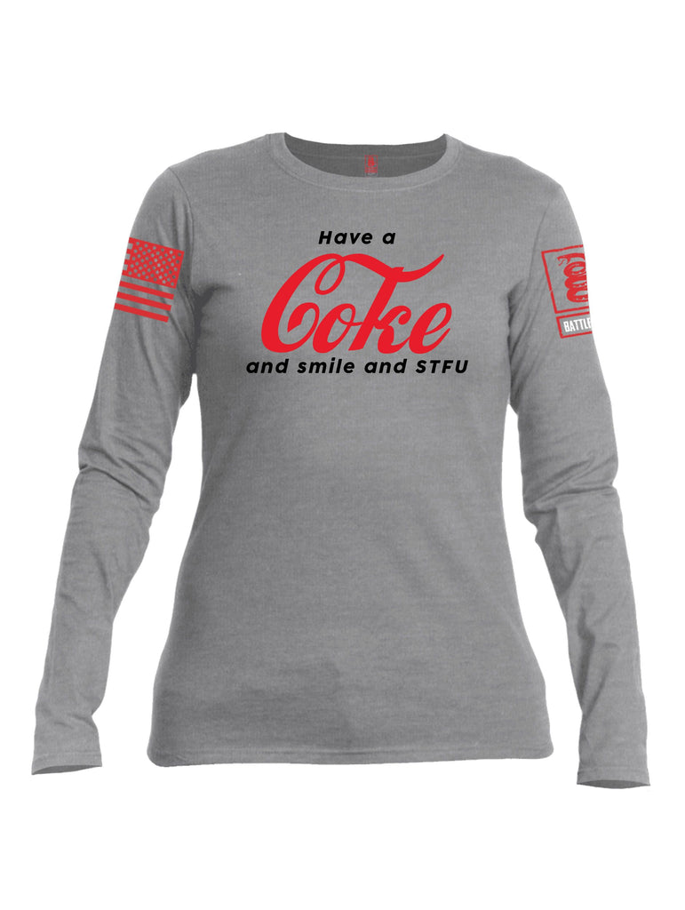 Battleraddle Have A Coke  Red Sleeves Women Cotton Crew Neck Long Sleeve T Shirt