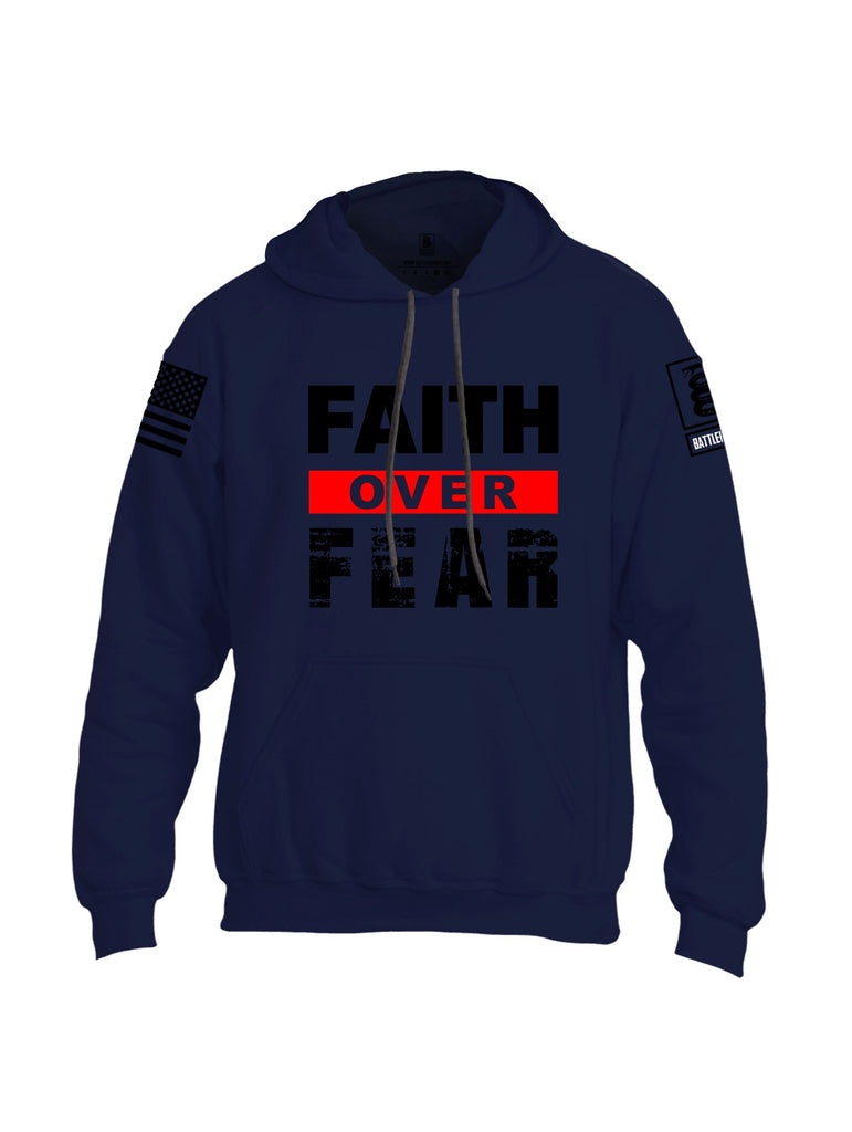 Battleraddle Faith Over Fear Black Sleeves Uni Cotton Blended Hoodie With Pockets