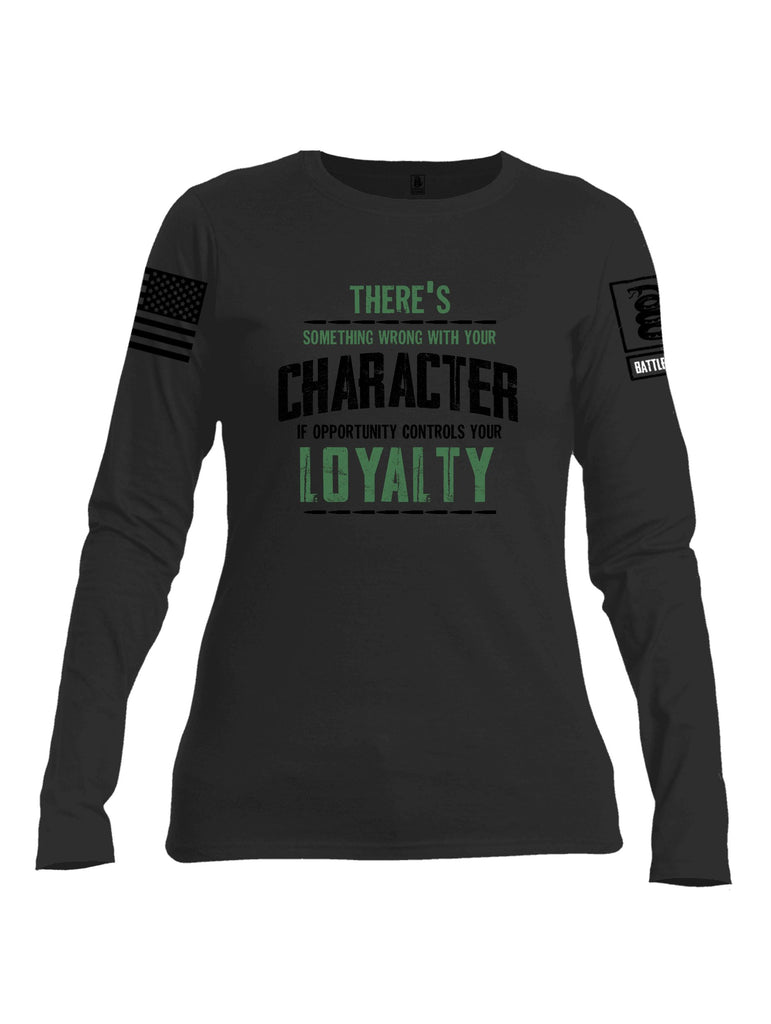 Battleraddle There'S Something Wrong With Your Character Black Sleeves Women Cotton Crew Neck Long Sleeve T Shirt