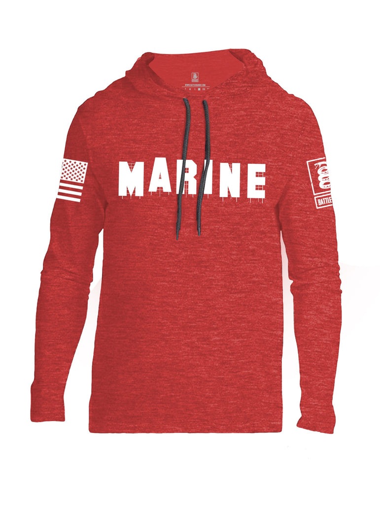 Battleraddle Marine Hollywood White Sleeves Men Cotton Thin Cotton Lightweight Hoodie