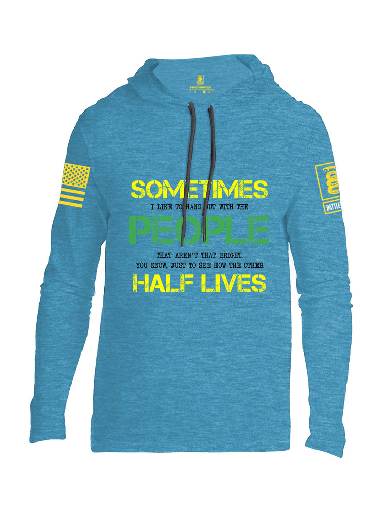 Battleraddle Sometimes I Like To Hang Out With The People Yellow Sleeves Men Cotton Thin Cotton Lightweight Hoodie