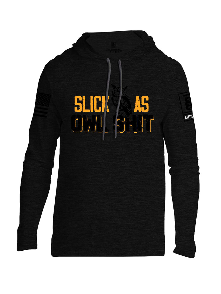 Battleraddle Slick As Owl Shit Black Sleeves Men Cotton Thin Cotton Lightweight Hoodie