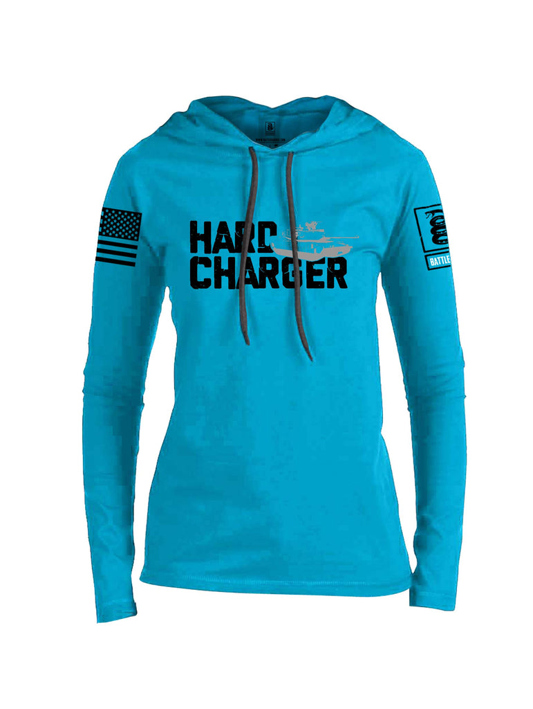 Battleraddle Hard Charger Black Sleeves Women Cotton Thin Cotton Lightweight Hoodie