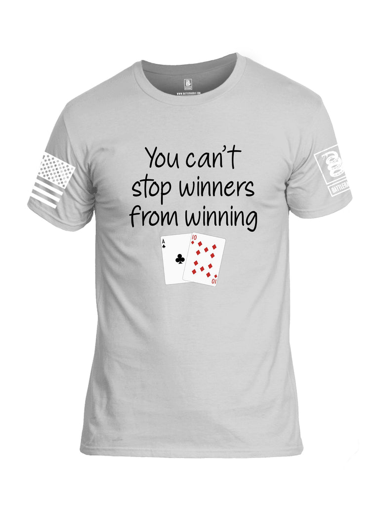 Battleraddle You Can'T Stop Winners From Winning White Sleeves Men Cotton Crew Neck T-Shirt