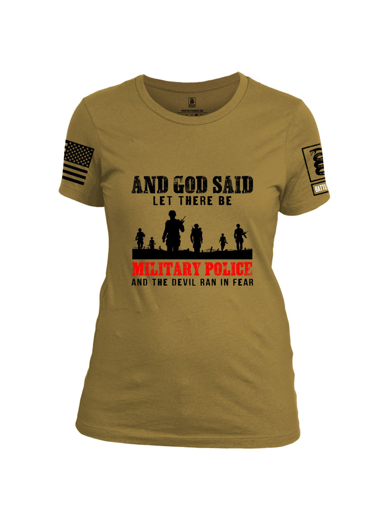 Battleraddle And God Said Let There Be Military Police  Black Sleeves Women Cotton Crew Neck T-Shirt