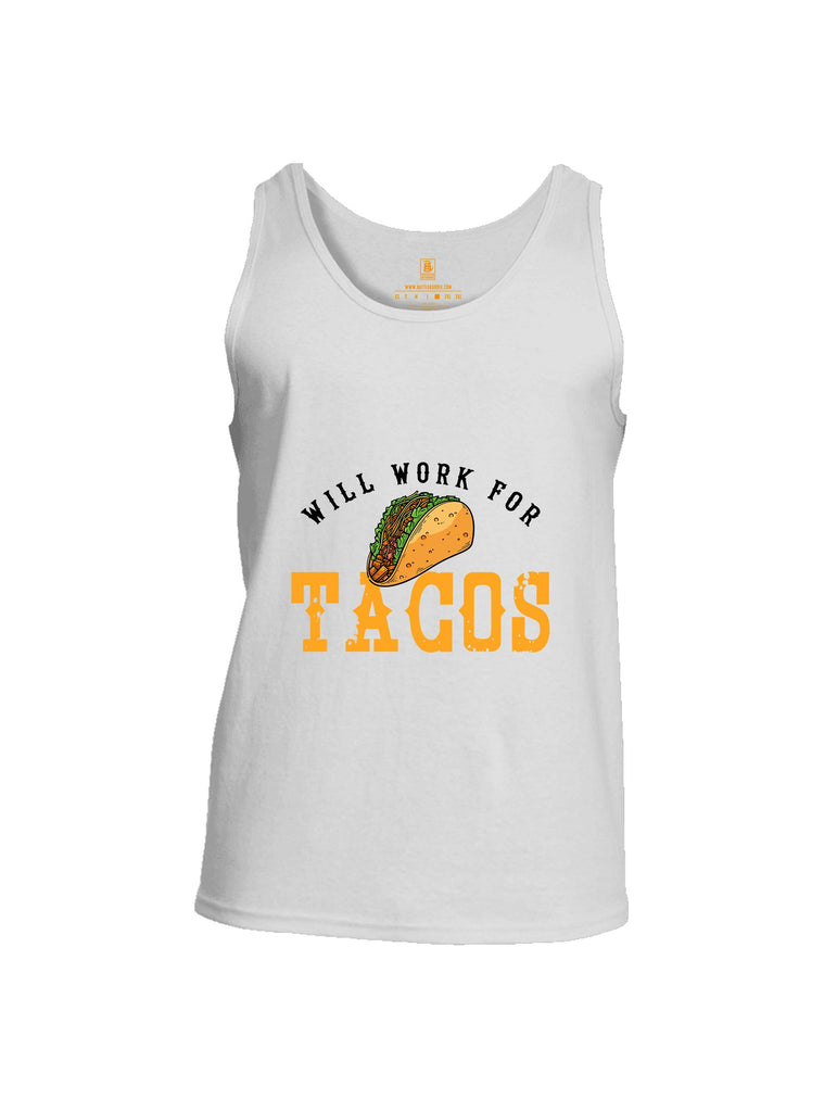 Battleraddle Will Work For Tacos Orange Sleeves Men Cotton Cotton Tank Top