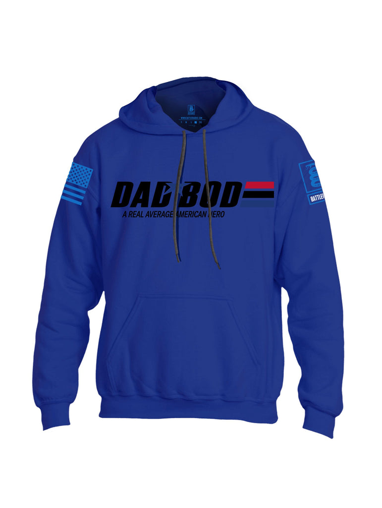 Battleraddle Dad Bod A Real Average American Hero  Mid Blue Sleeves Uni Cotton Blended Hoodie With Pockets