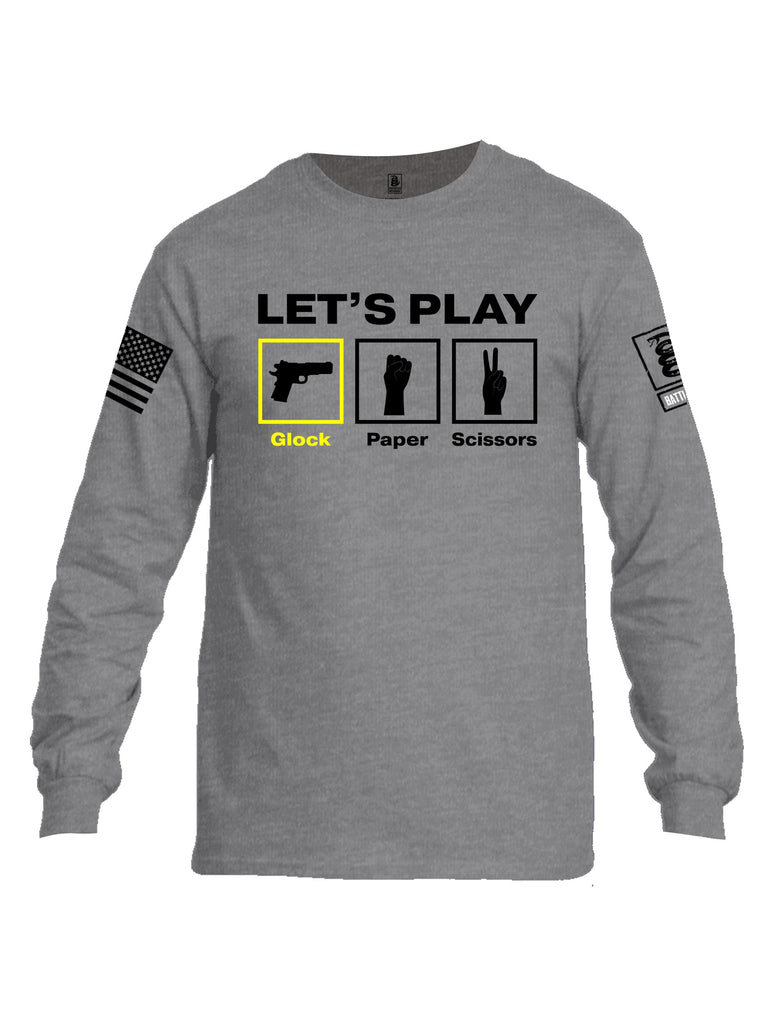 Battleraddle Let'S Play Glock Paper Scissors Black Sleeves Men Cotton Crew Neck Long Sleeve T Shirt