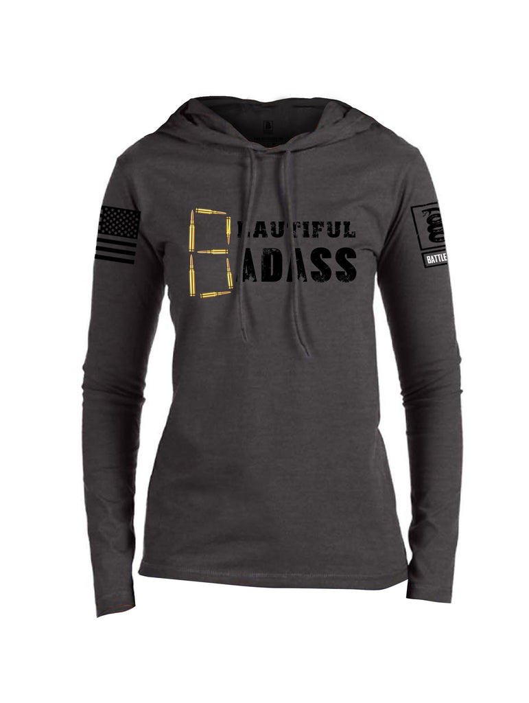 Battleraddle Beautiful Badass Black Sleeves Women Cotton Thin Cotton Lightweight Hoodie