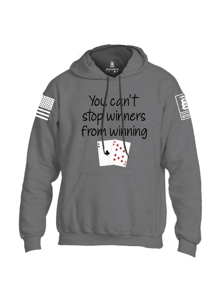 Battleraddle You Can'T Stop Winners From Winning White Sleeves Uni Cotton Blended Hoodie With Pockets