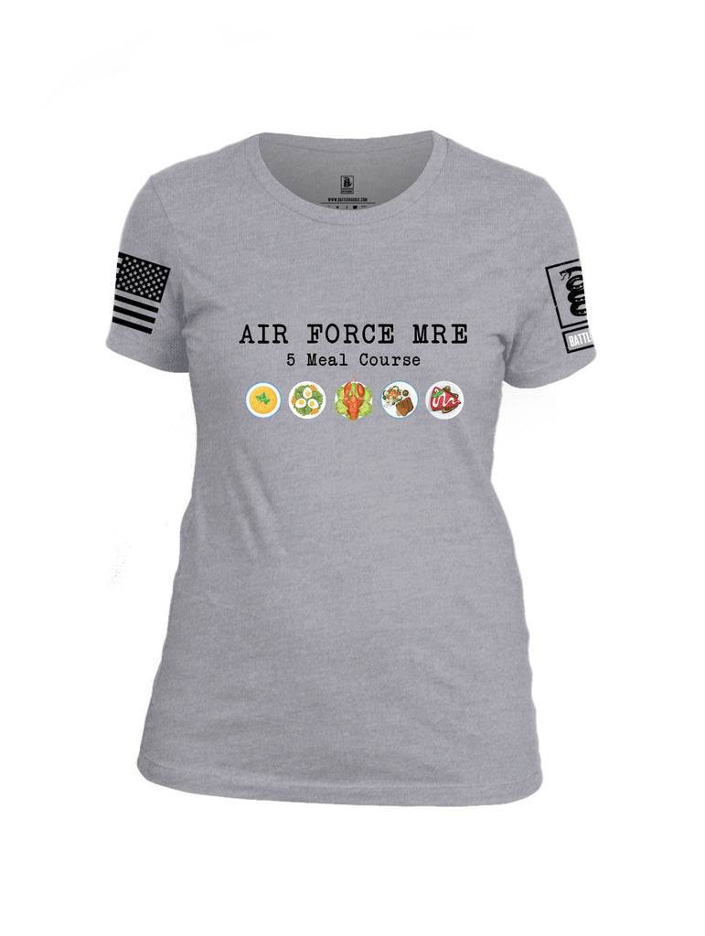Battleraddle Air Force Mre 5 Meal Course Black Sleeves Women Cotton Crew Neck T-Shirt